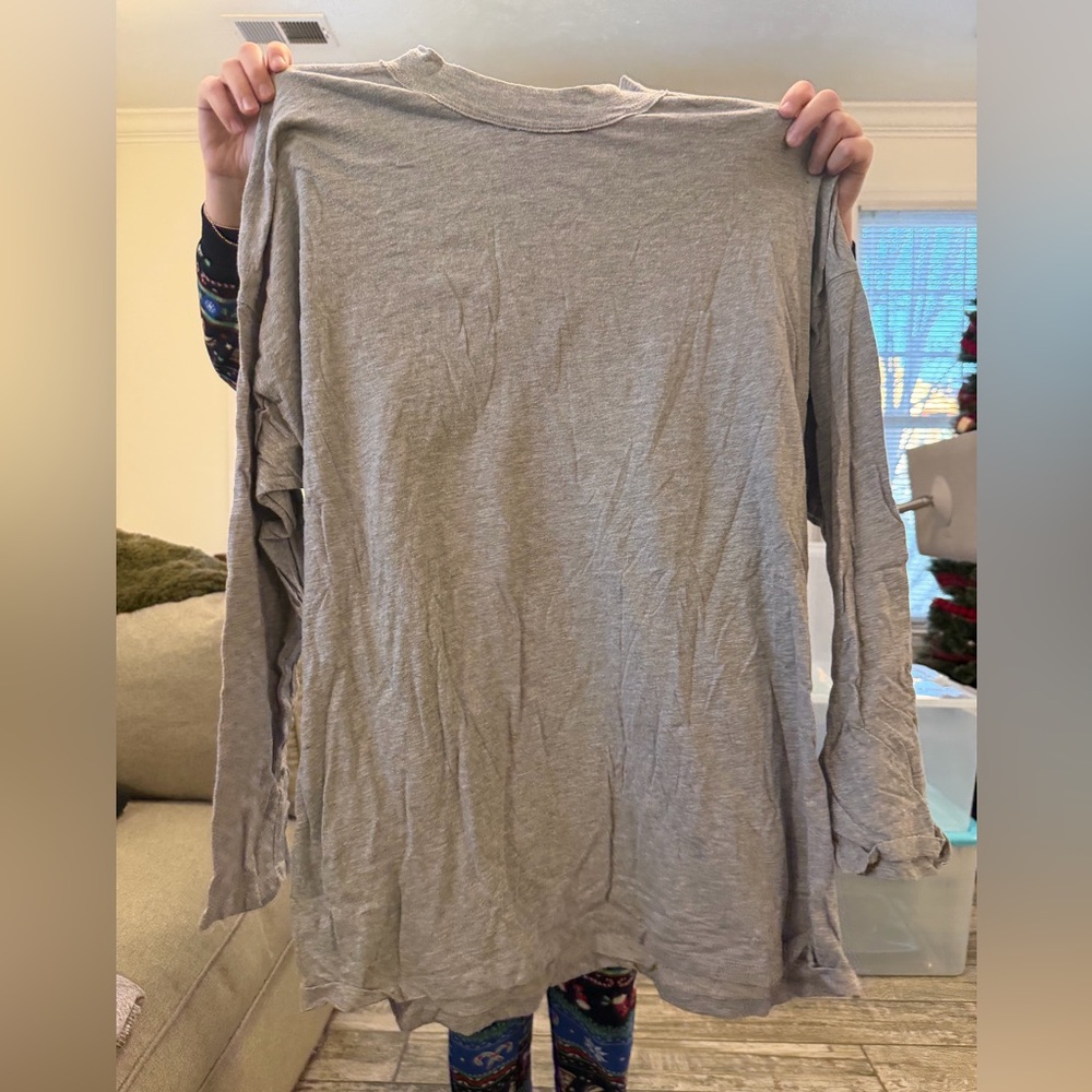 Free People Gray Long Sleeve Tee